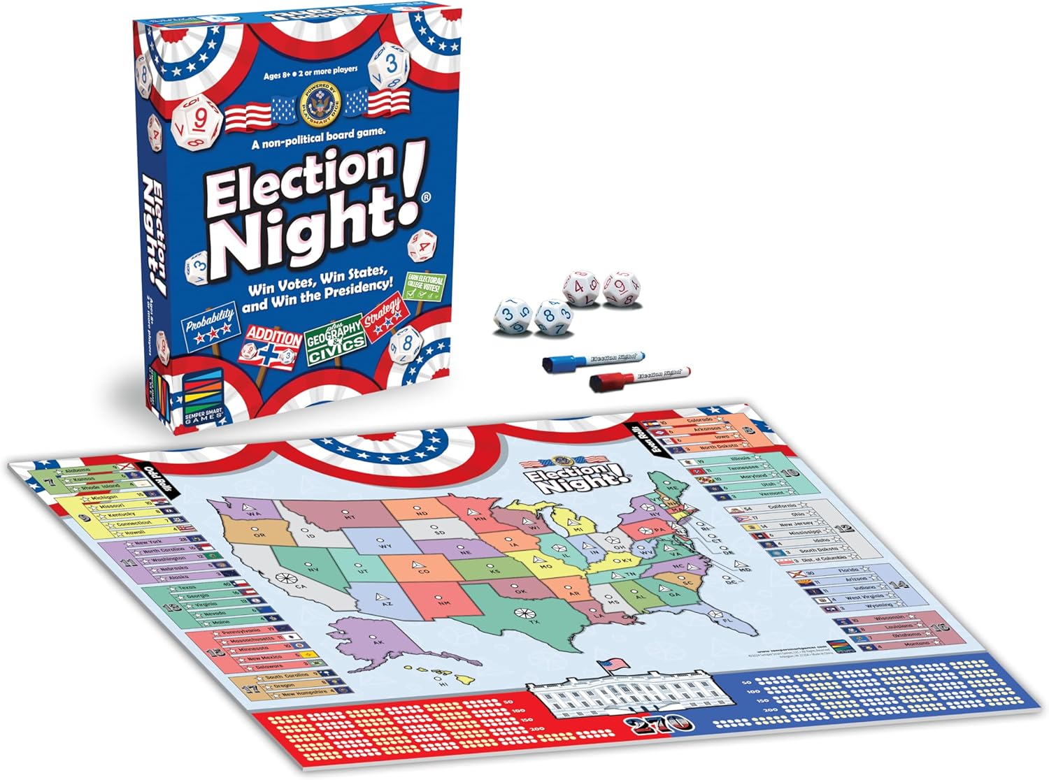 Election Night! Basic Addition Edition: Roll The Dice, Strategically C ...