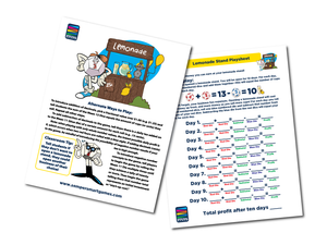 Math-Tac-Toe Classroom Game Playsheet Templates Plus Lemonade Stand Playsheet