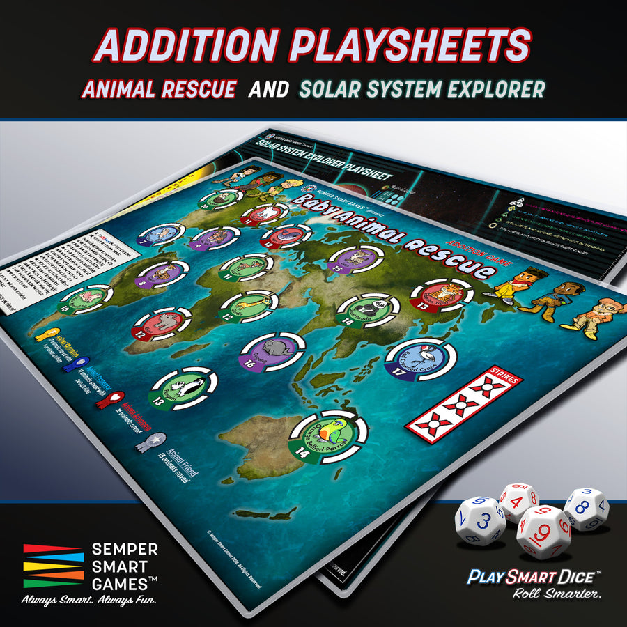 Playsheet: Dice Addition Games Animal Rescue & Solar System Explorer