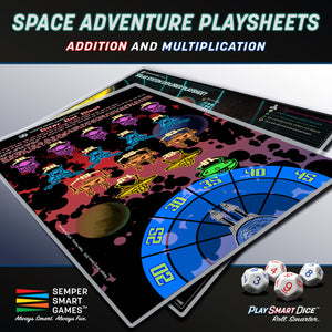 Playsheet: Dice Addition and Multiplication Space Adventure Games Biter Bot Blast & Solar System Explorer